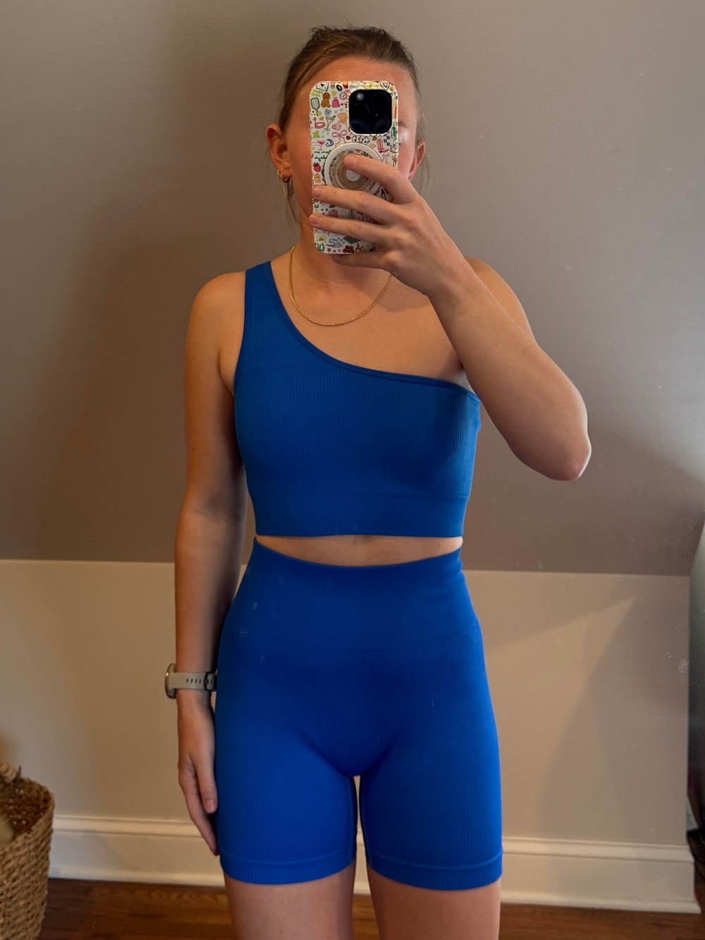 One-Shoulder Royal Blue Active Set -Size Small